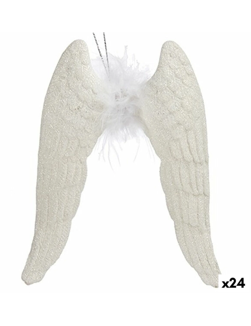 Krist+ - Adorno Natalício Asas de Anjo Branco Plástico Purpurina 12,5 x 15 x 2,5 cm (24 Unidades)