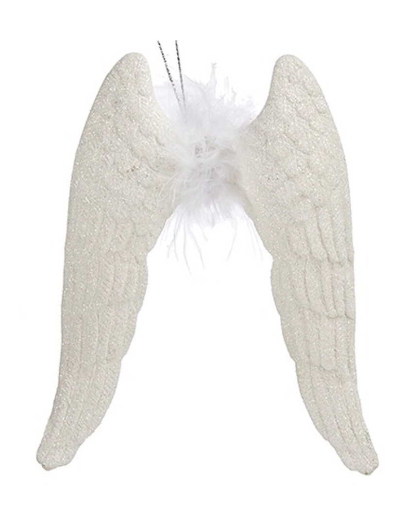 imagem de Adorno Natalício Asas de Anjo Branco Plástico Purpurina 12,5 x 15 x 2,5 cm (24 Unidades)2