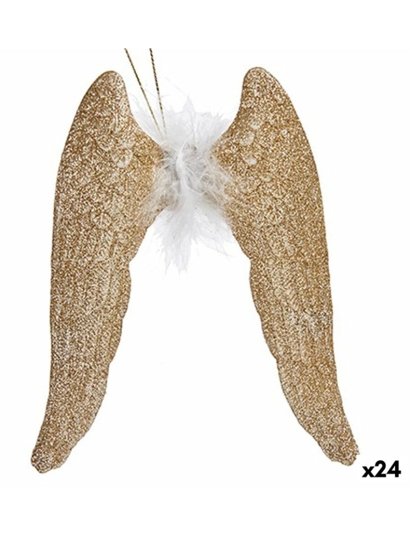 Krist+ - Adorno Natalício Asas de Anjo champagne Plástico Purpurina 12,5 x 15 x 2,5 cm (24 Unidades)