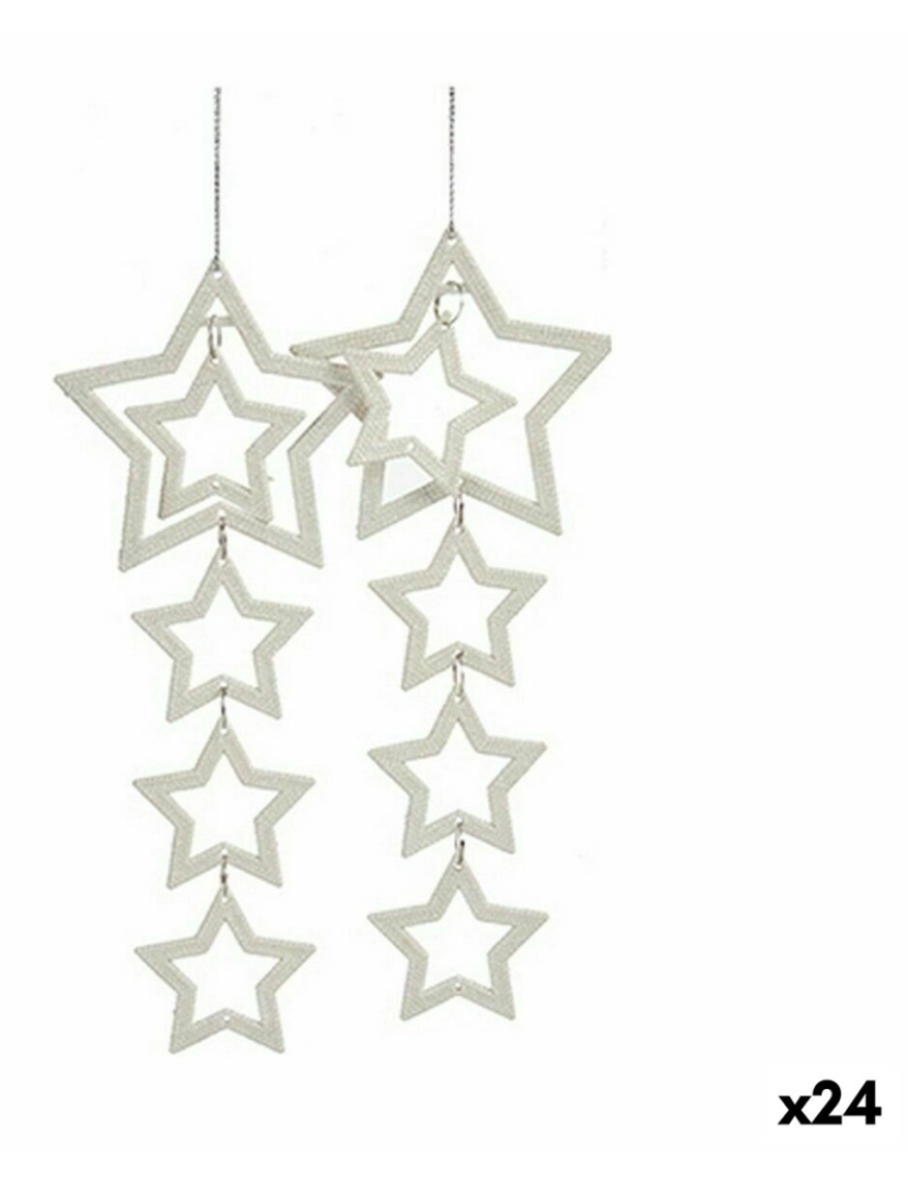Krist+ - Conjunto de Decorações de Natal Estrelas Branco 19 x 0,2 x 23 cm (24 Unidades)