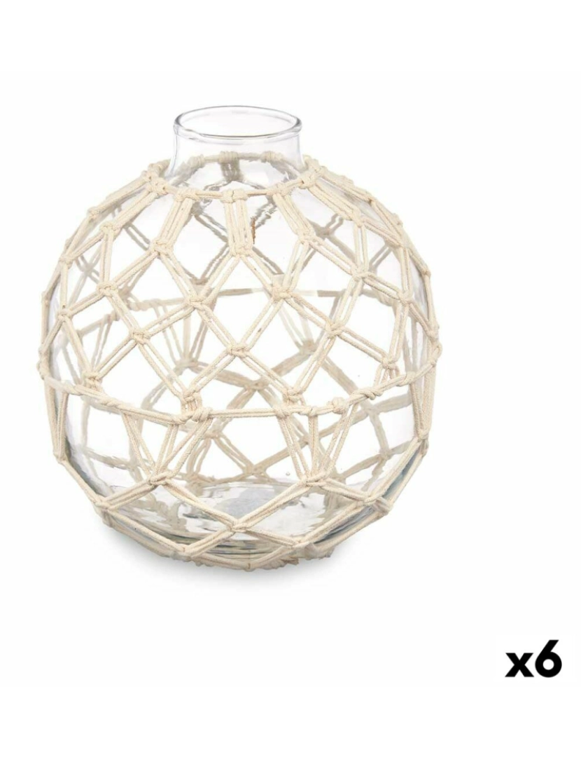 Gift Decor - Bola decorativa Branco Transparente Vidro Corda 18 x 20 cm (6 Unidades)