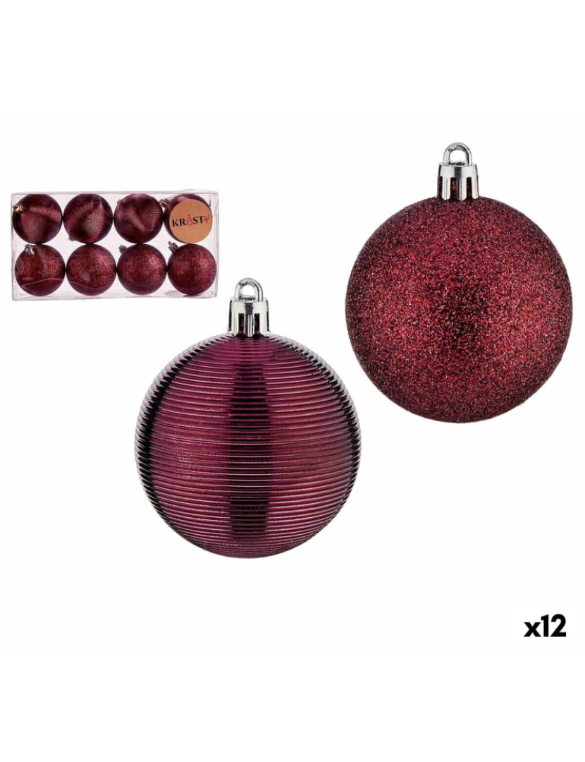 Krist+ - Conjunto de bolas de Natal Ø 6 cm Vermelho PVC (12 Unidades)