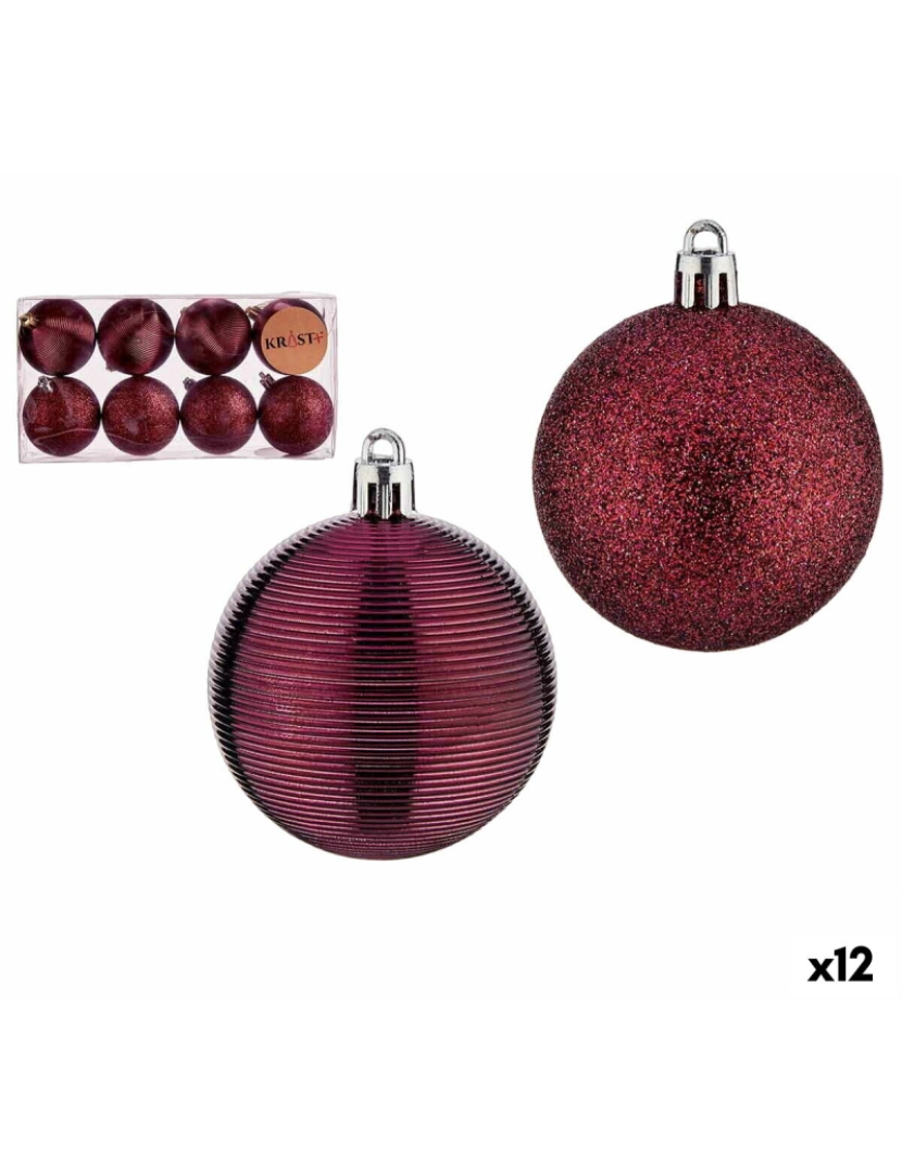 imagem de Conjunto de bolas de Natal Ø 6 cm Vermelho PVC (12 Unidades)1