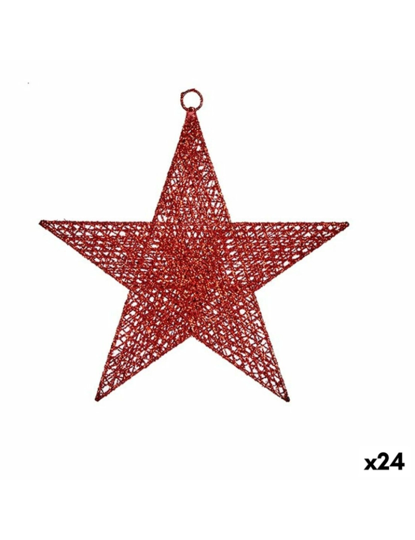 imagem de Adorno Natalício Estrela Vermelho Metal 30 x 32 x 0,5 cm (24 Unidades)1