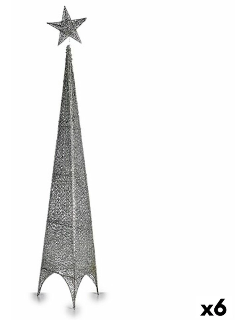 Krist+ - Árvore de Natal Torre Estrela Prateado Metal Plástico 28 x 127 x 28 cm (6 Unidades)