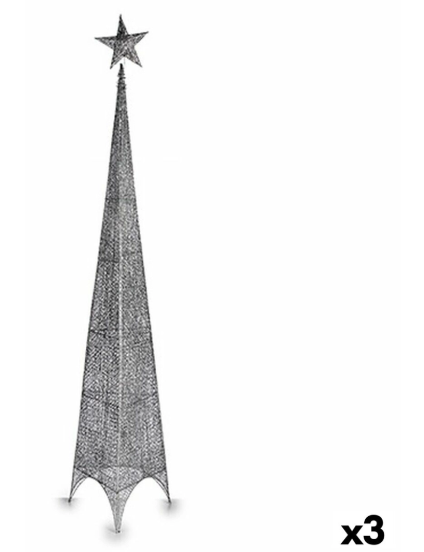 Krist+ - Árvore de Natal Estrela Torre Prateado Metal Plástico 42 x 218 x 42 cm (3 Unidades)