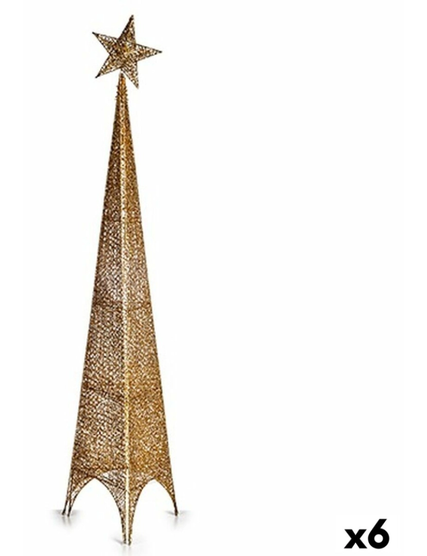 Krist+ - Árvore de Natal Torre Estrela Dourado Metal Plástico 28 x 127 x 28 cm (6 Unidades)