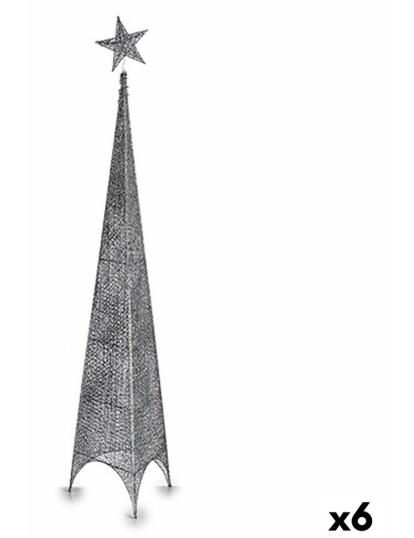 Krist+ - Árvore de Natal Torre Estrela Prateado Metal Plástico 34 x 154 x 34 cm (6 Unidades)