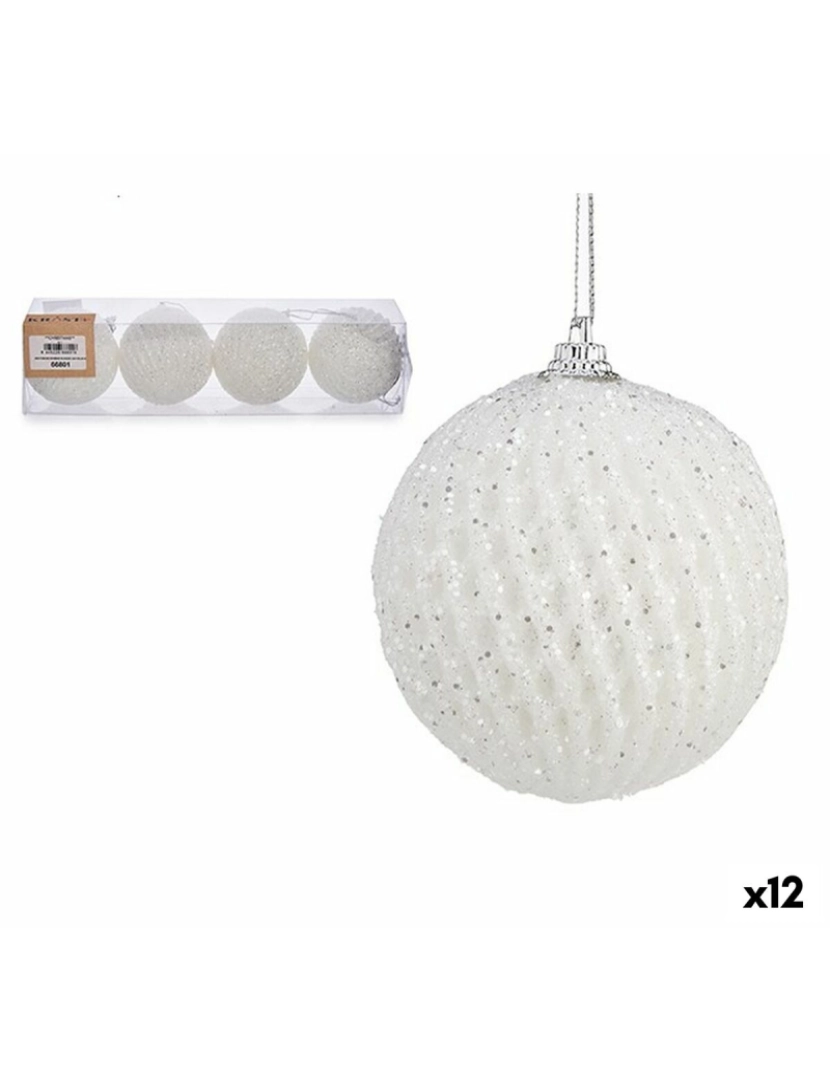 Krist+ - Conjunto de bolas de Natal Branco poliestireno (12 Unidades)