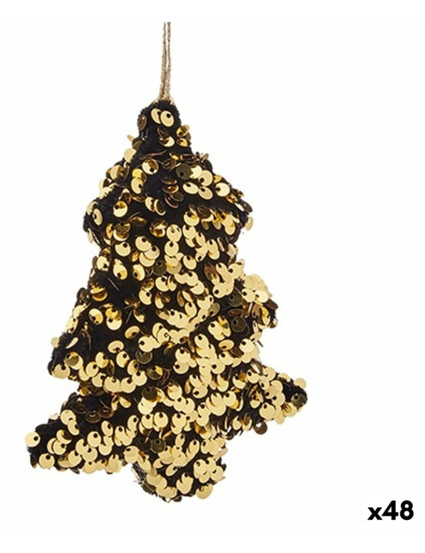 Krist+ - Adorno Natalício Árvore de Natal Dourado Plástico Lantejoulas 10 x 4 x 13 cm (48 Unidades)
