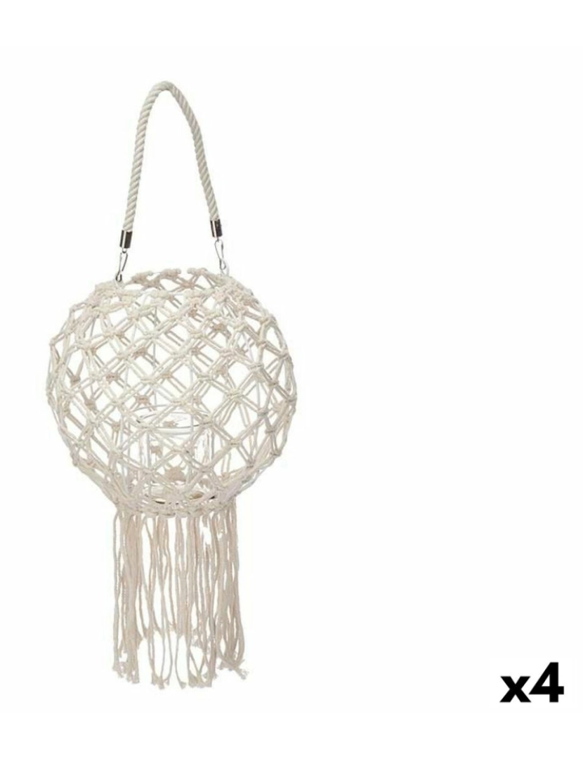 Gift Decor - Castiçais Macramé Branco Algodão 26 x 66 x 26 cm (4 Unidades)