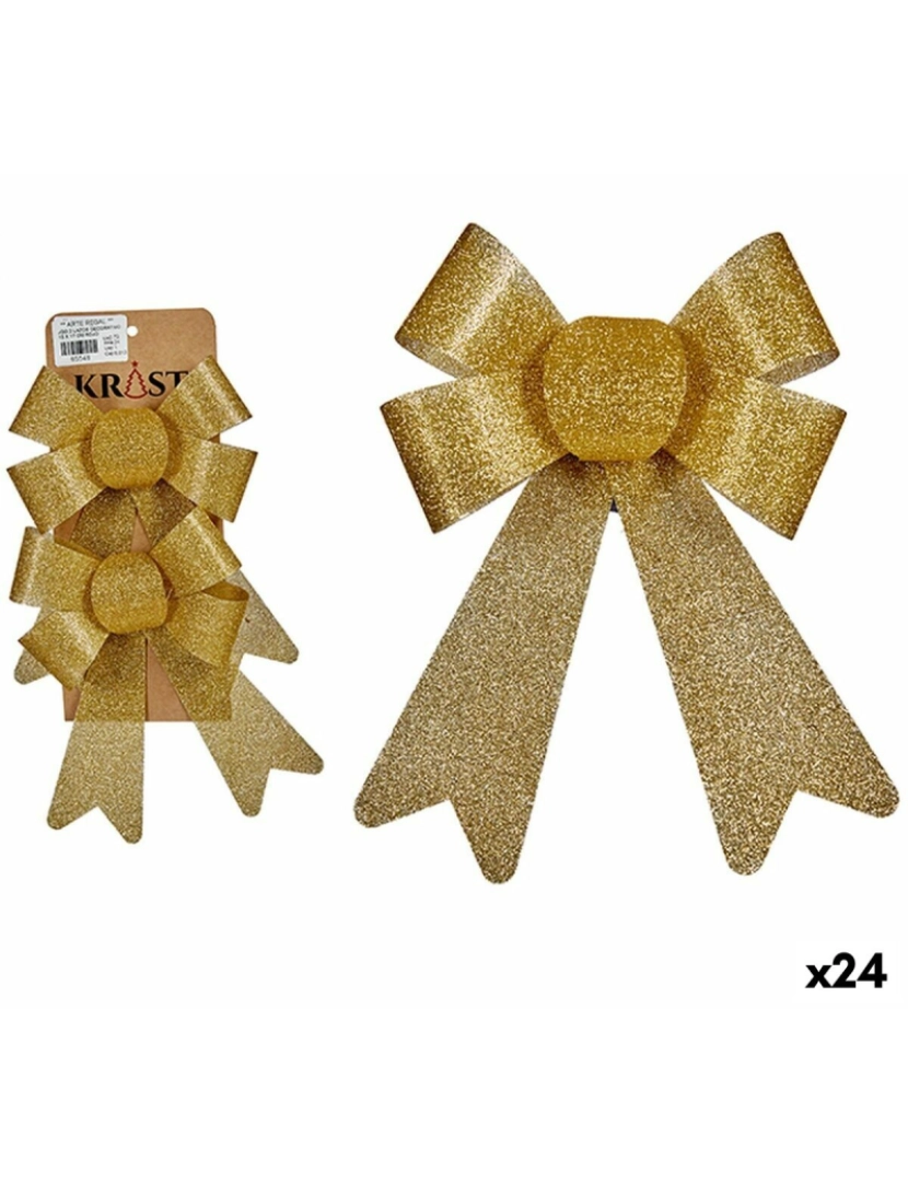 Krist+ - Conjunto de Decorações de Natal Laço Dourado PVC 16 x 3 x 18 cm (24 Unidades)