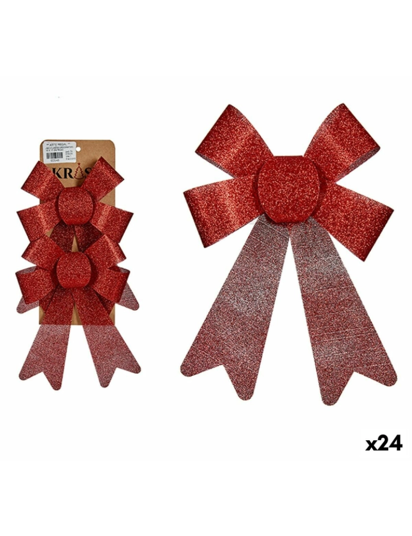 Krist+ - Conjunto de Decorações de Natal Laço Vermelho PVC 15 x 2 x 17 cm (24 Unidades)