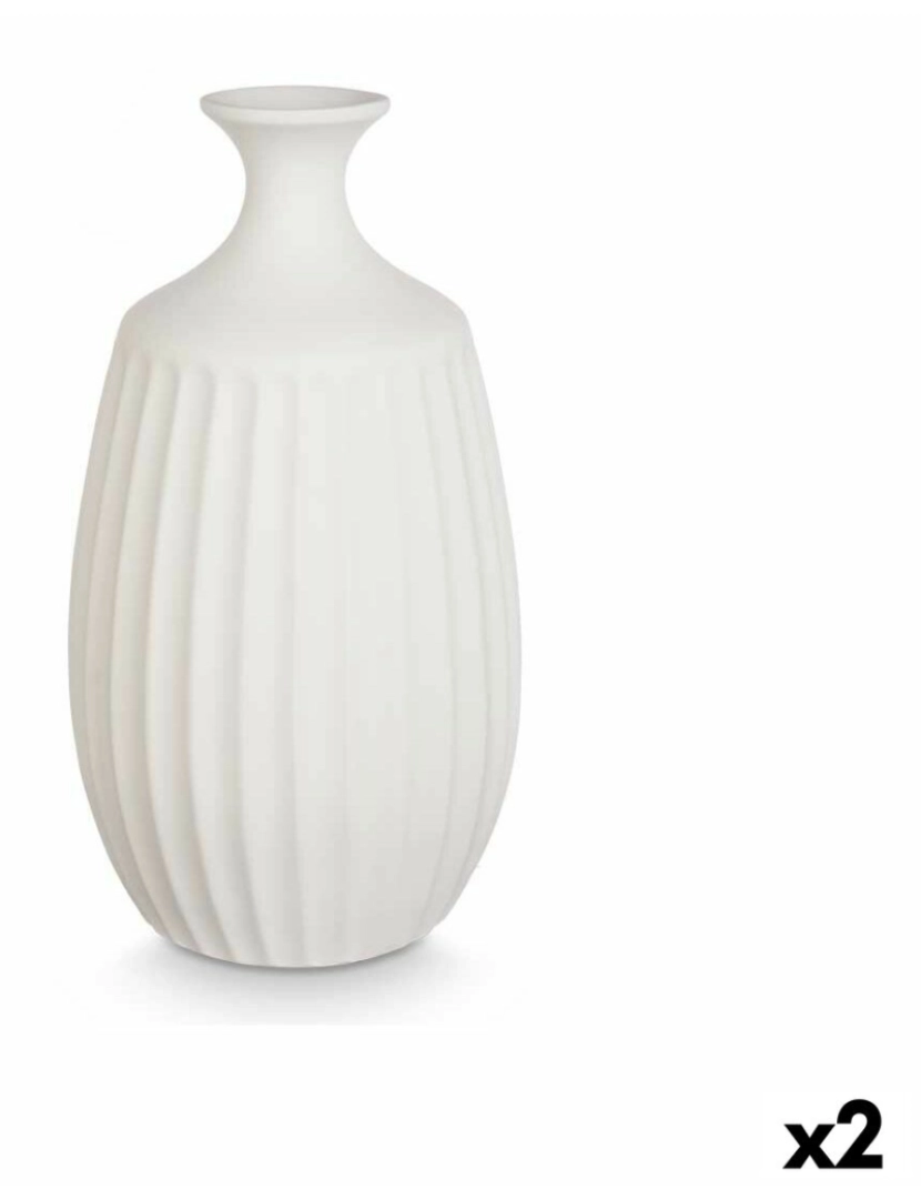 Gift Decor - Vaso Branco Cerâmica 21 x 39 x 21 cm (2 Unidades)