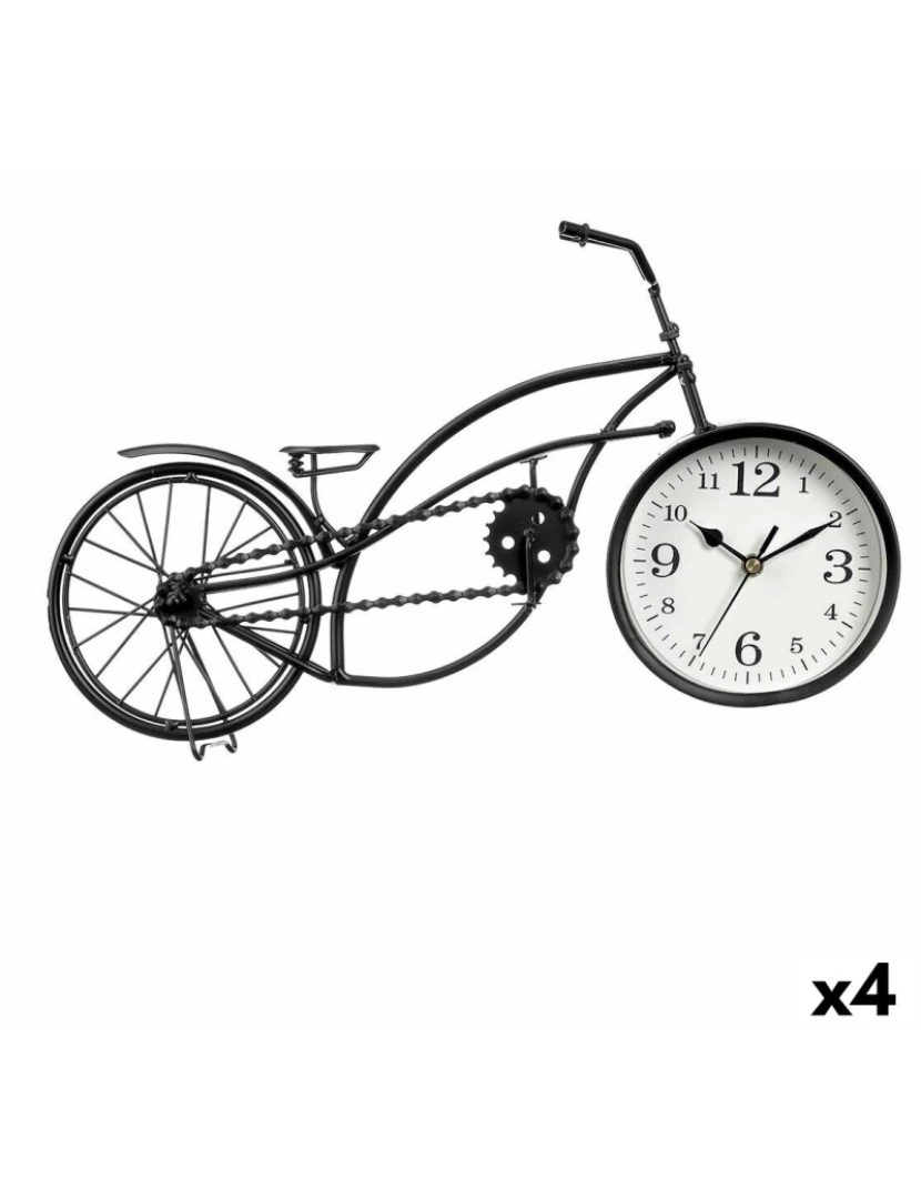 Gift Decor - Tafelklok Bicicleta Preto Metal 42 x 24 x 10 cm (4 Unidades)