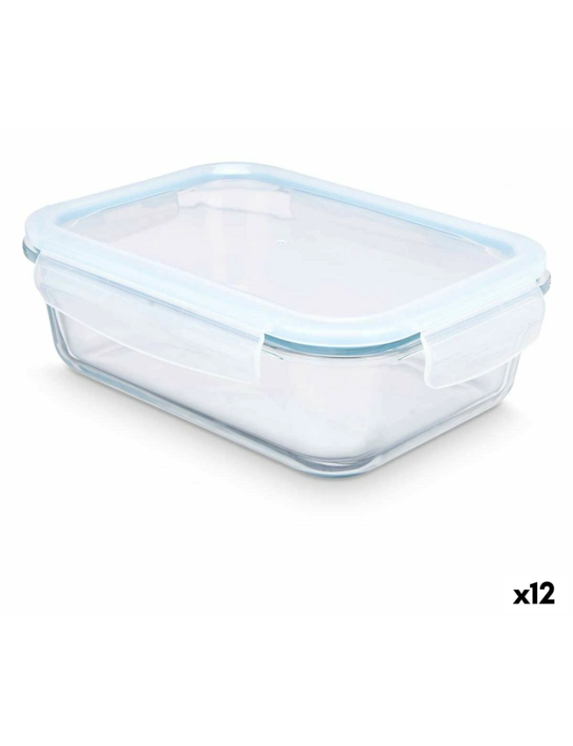 Vivalto - Lancheira Transparente Silicone Vidro de Borosilicato 1,5 L 24,5 x 7,6 x 19 cm (12 Unidades)