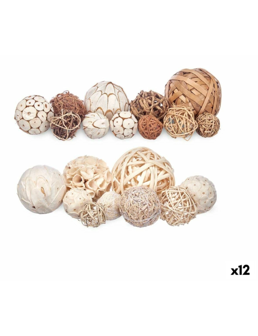 imagem de Conjunto de bolas decorativas Branco Castanho (12 Unidades)1