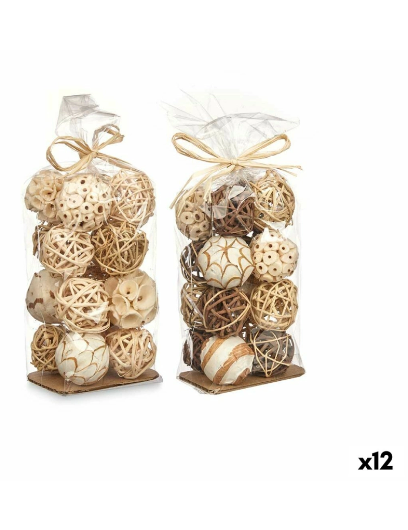 Gift Decor - Conjunto de bolas decorativas Branco Castanho (12 Unidades)