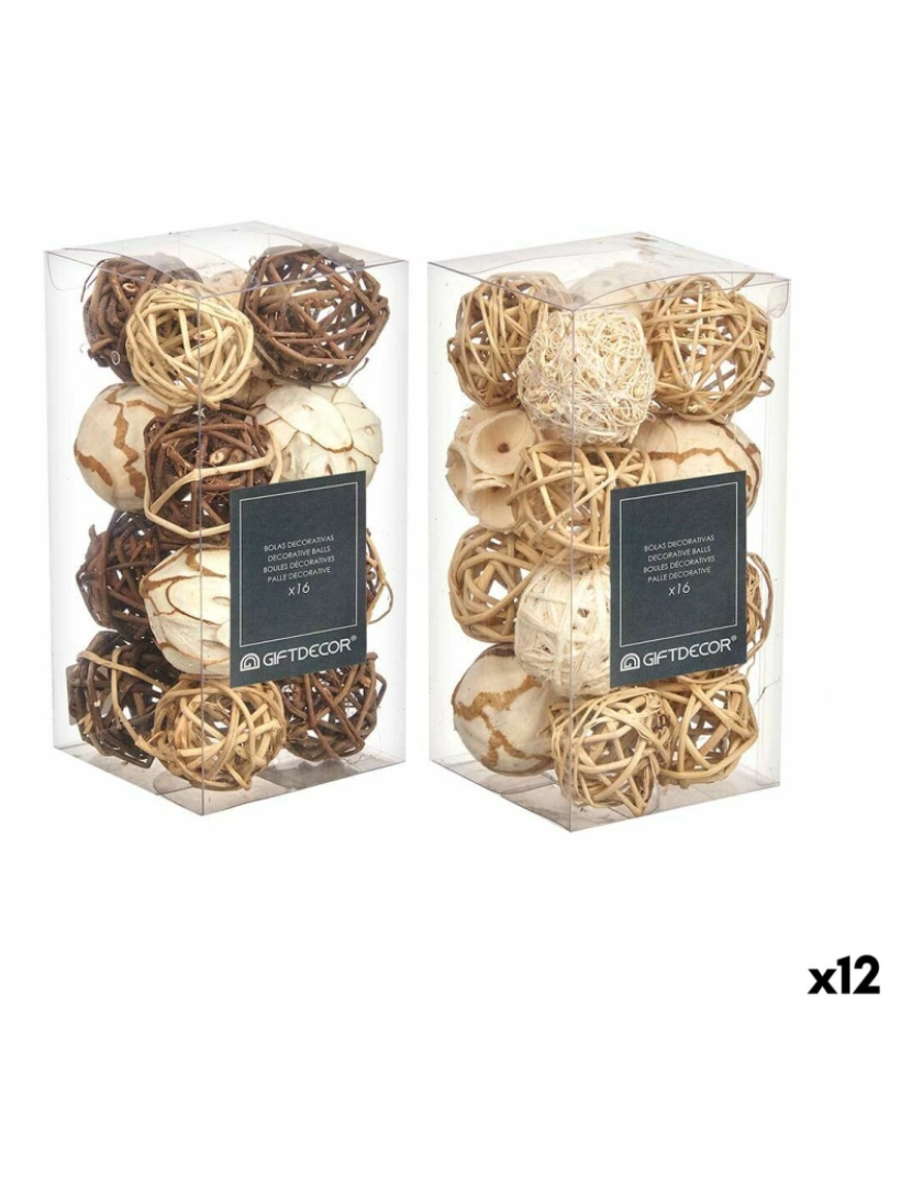 Gift Decor - Conjunto de bolas decorativas Branco Castanho (12 Unidades)