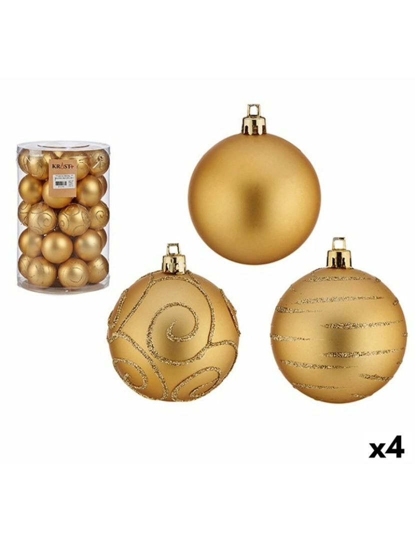 Krist+ - Conjunto de bolas de Natal Dourado PVC Ø 6 cm (4 Unidades)