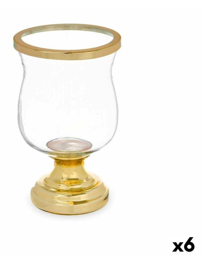 Gift Decor - Castiçais Copo Dourado Aço 15,5 x 26 x 15,5 cm (6 Unidades)