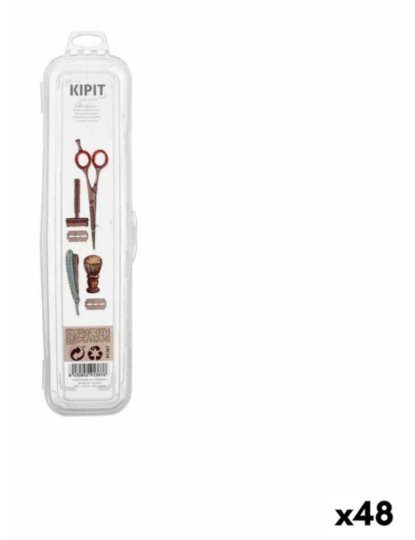 Kipit - Estojo De viagem Conjunto para Barbear Transparente 4,3 x 23,3 x 6,2 cm (48 Unidades)