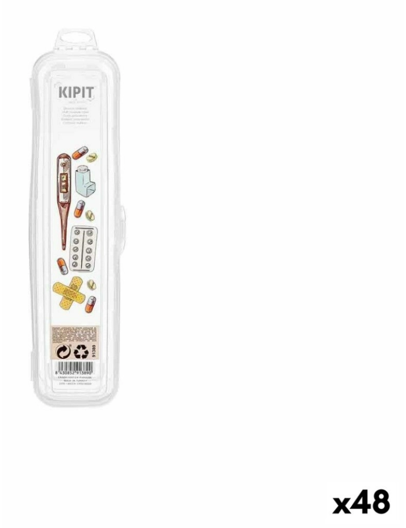 Kipit - Estojo De viagem Mala de Primeiros Socorros Transparente 6,2 x 25 x 4,3 cm (48 Unidades)