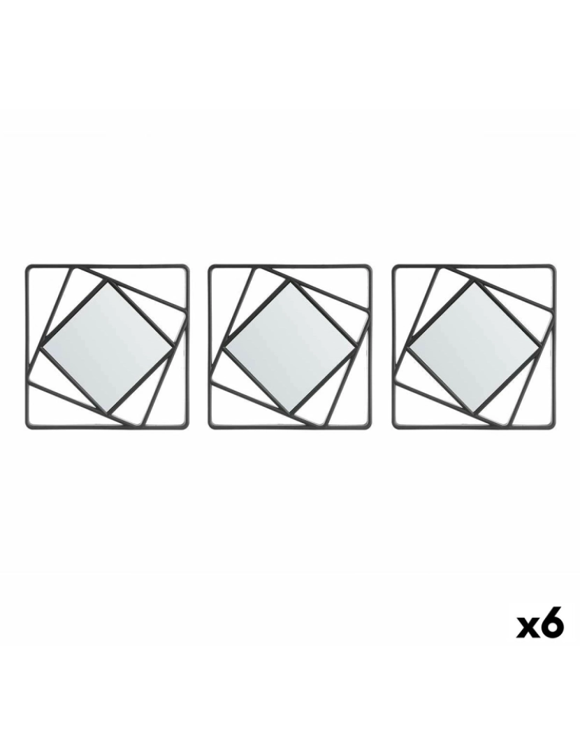 imagem de Jogo de Espelhos Quadrado Abstrato Preto Polipropileno 78 x 26 x 2,5 cm (6 Unidades)1
