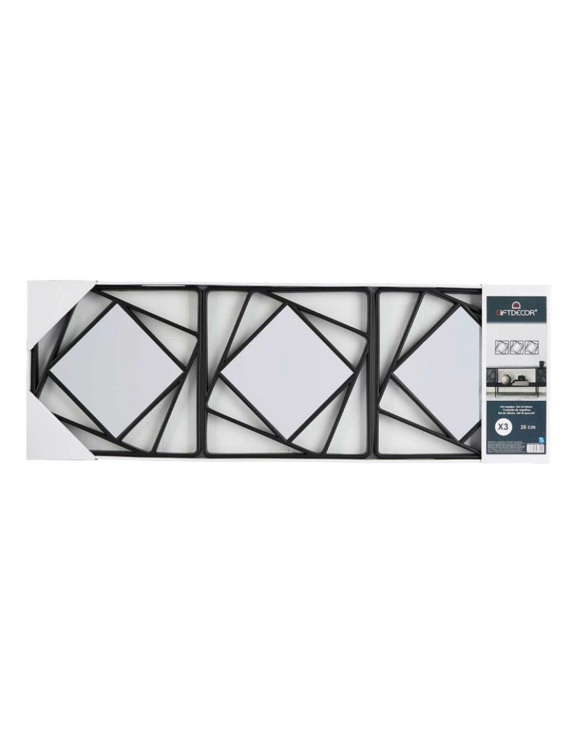 imagem de Jogo de Espelhos Quadrado Abstrato Preto Polipropileno 78 x 26 x 2,5 cm (6 Unidades)2