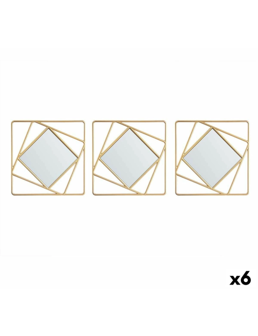 Gift Decor - Jogo de Espelhos Quadrado Abstrato Dourado Polipropileno 78 x 26 x 2,5 cm (6 Unidades)