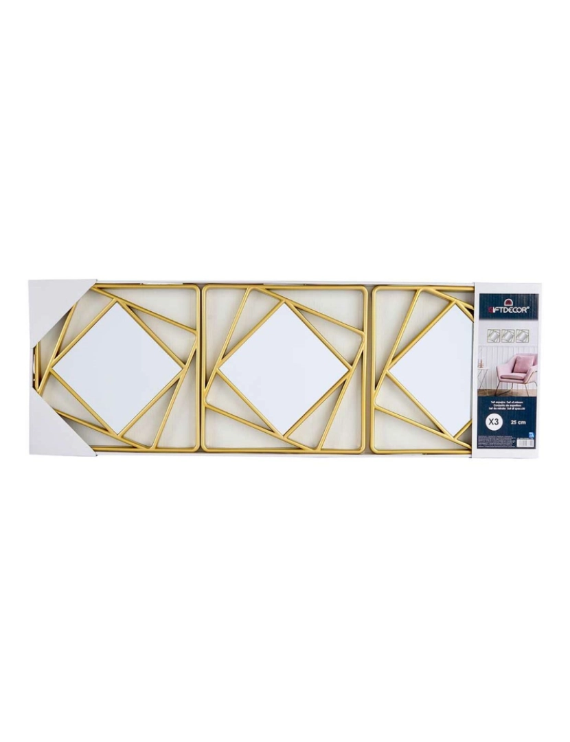 imagem de Jogo de Espelhos Quadrado Abstrato Dourado Polipropileno 78 x 26 x 2,5 cm (6 Unidades)2