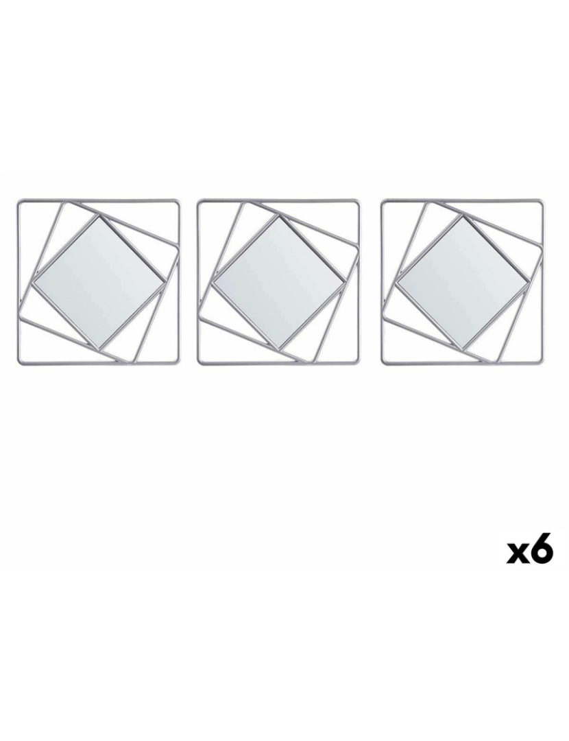 Gift Decor - Jogo de Espelhos Quadrado Abstrato Prateado Polipropileno 78 x 26 x 2,5 cm (6 Unidades)