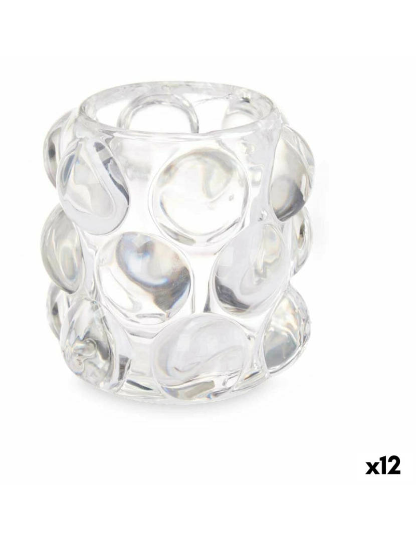 Gift Decor - Castiçais Microesferas Transparente Cristal 8,4 x 9 x 8,4 cm (12 Unidades)