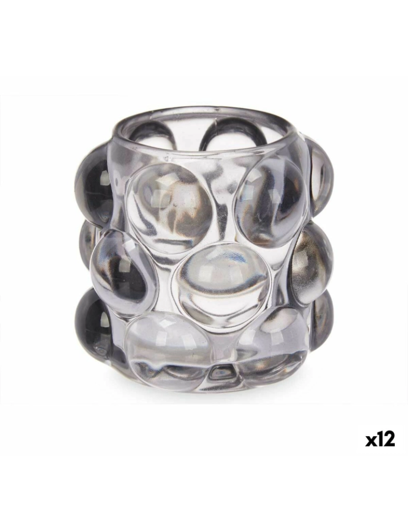 imagem de Castiçais Microesferas Cinzento Cristal 8,4 x 9 x 8,4 cm (12 Unidades)1