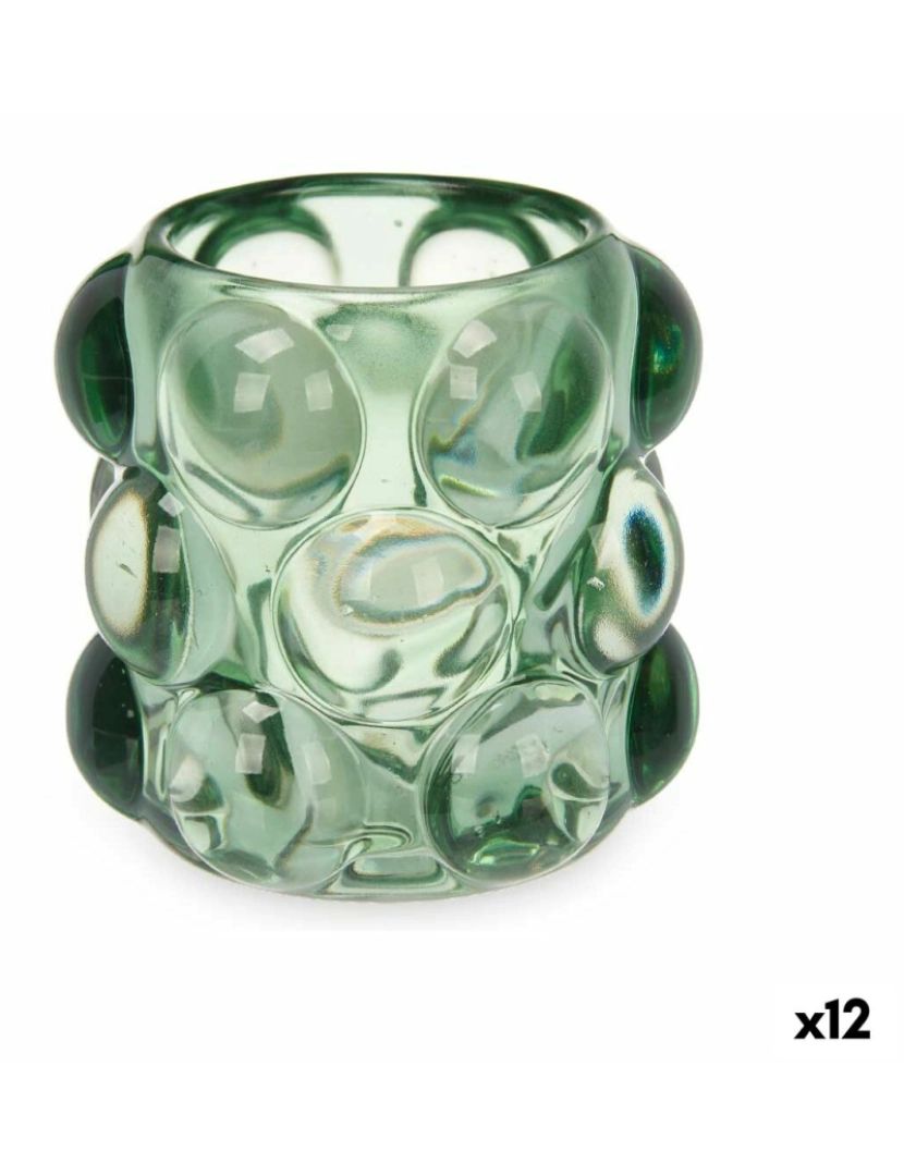 Gift Decor - Castiçais Microesferas Verde Cristal 8,4 x 9 x 8,4 cm (12 Unidades)