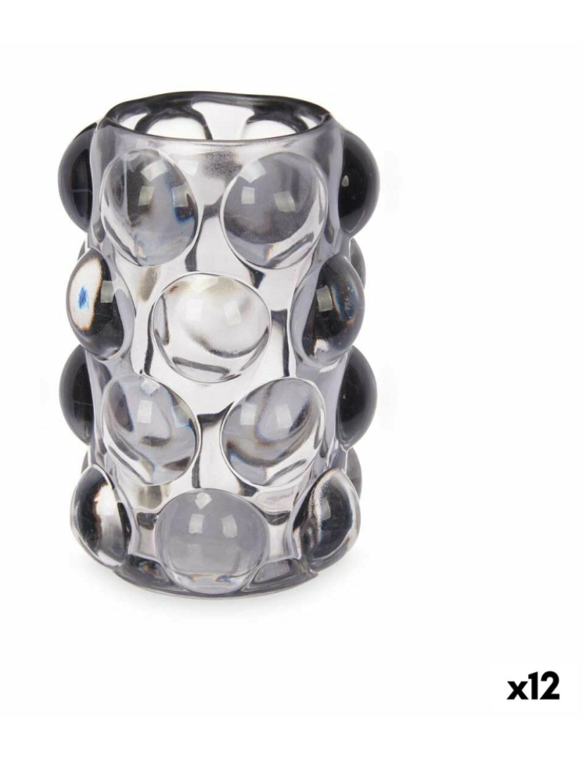 Gift Decor - Castiçais Microesferas Cinzento Cristal 8,4 x 12,5 x 8,4 cm (12 Unidades)