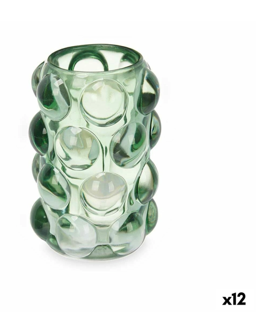 Gift Decor - Castiçais Microesferas Verde Cristal 8,4 x 12,5 x 8,4 cm (12 Unidades)