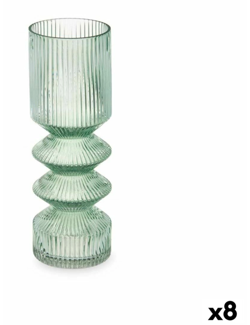 Gift Decor - Vaso Riscas Verde Cristal 8 x 23 x 8 cm (8 Unidades)