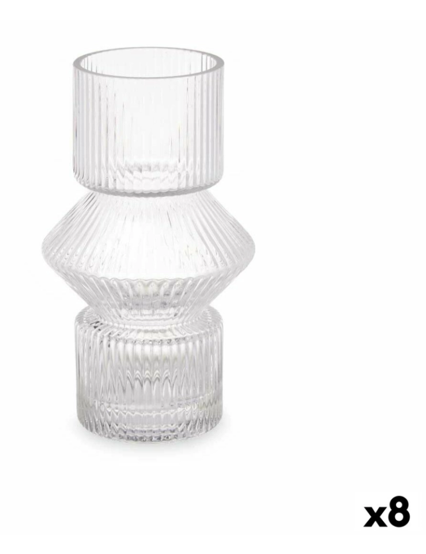 Gift Decor - Vaso Riscas Transparente Cristal 9,5 x 16,5 x 9,5 cm (8 Unidades)