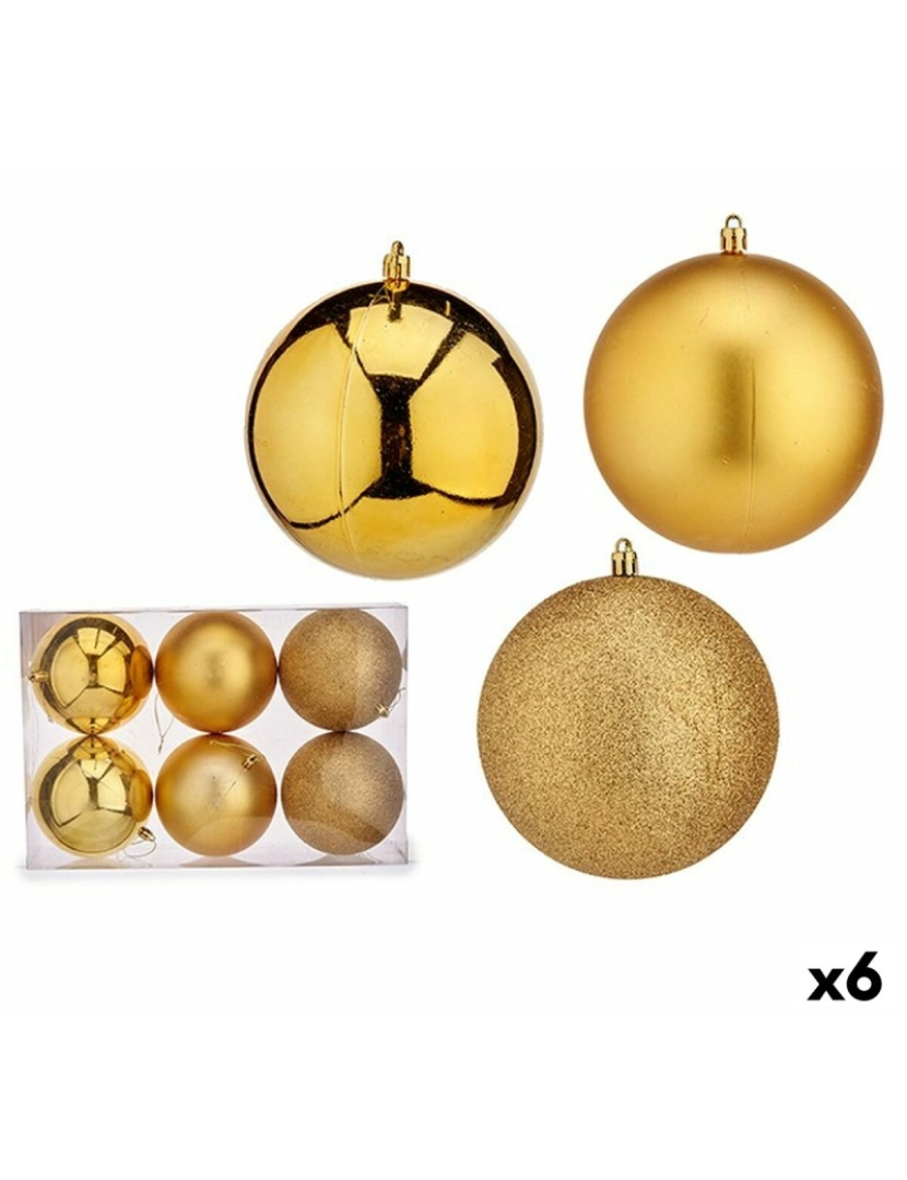 Krist+ - Conjunto de bolas de Natal Dourado PVC Ø 12 cm (6 Unidades)