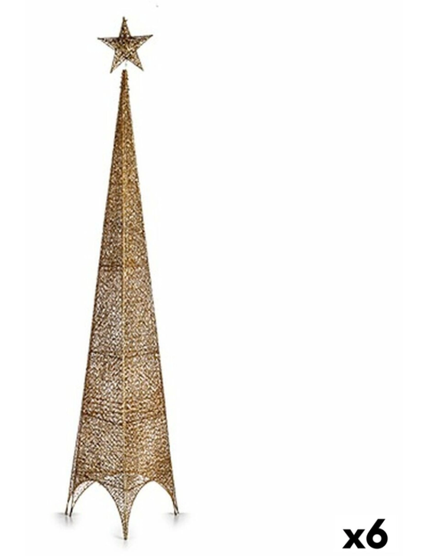 Krist+ - Árvore de Natal Estrela Torre Dourado Metal Plástico 34 x 154 x 34 cm (6 Unidades)