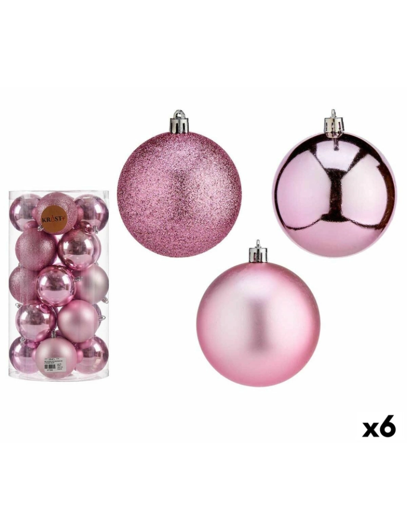 Krist+ - Conjunto de bolas de Natal Cor de Rosa Plástico Ø 8 cm (6 Unidades)