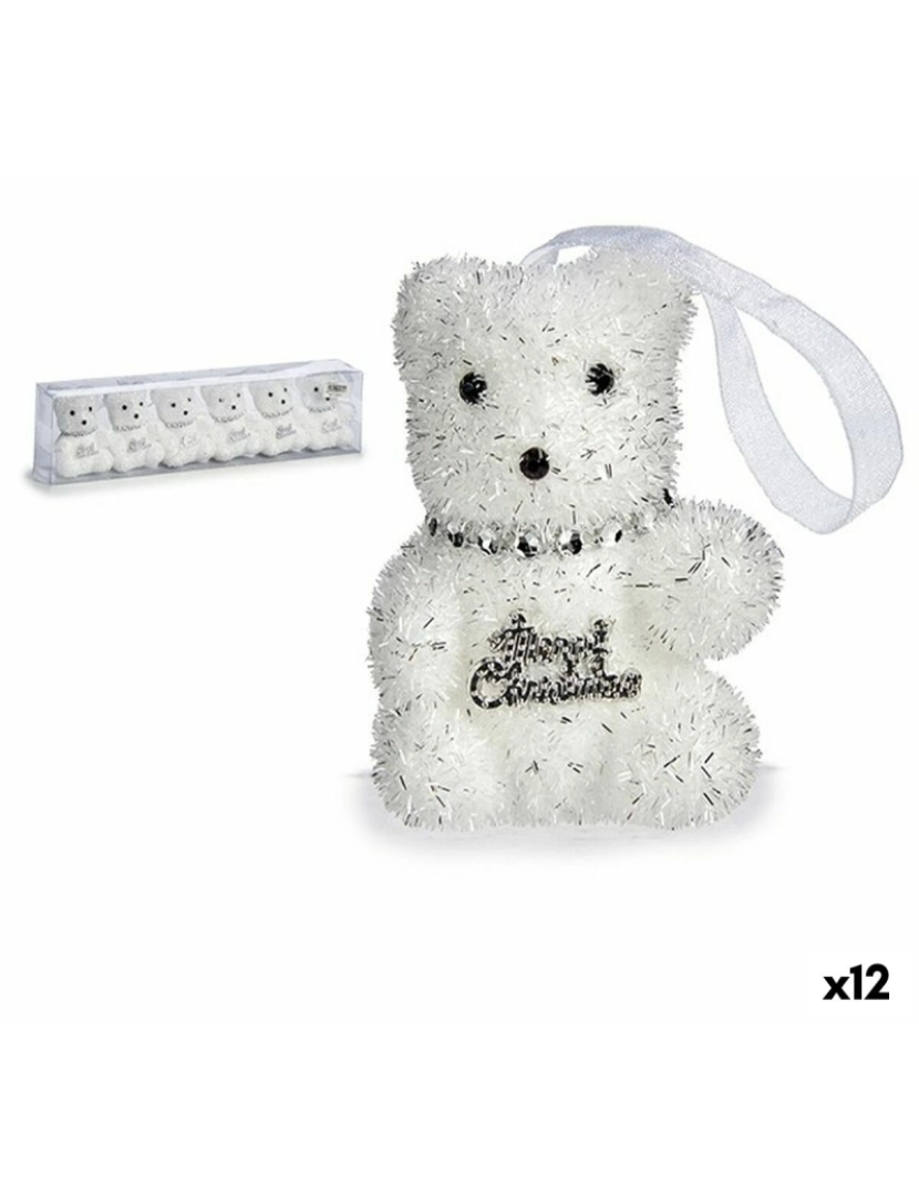 imagem de Conjunto de Decorações de Natal Urso Prateado Branco 5,5 x 7 x 5,5 cm (12 Unidades)1