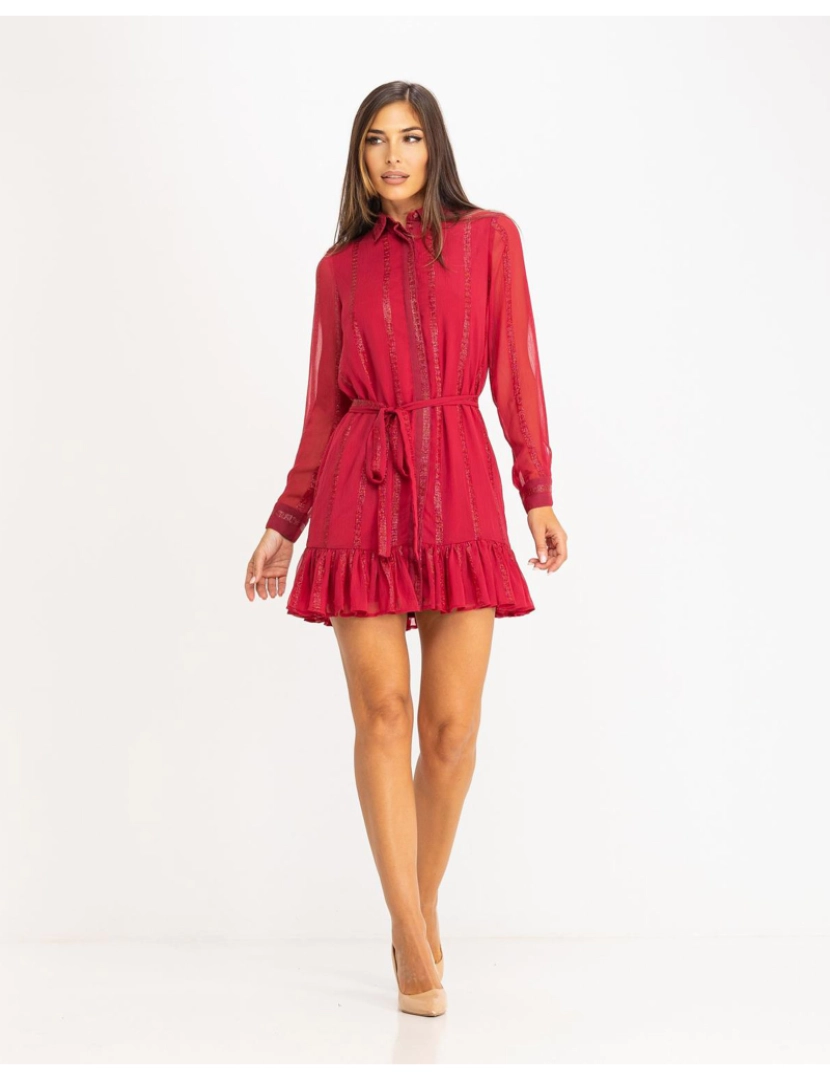 Niza - Vestido curto com camisa em tecido lurex