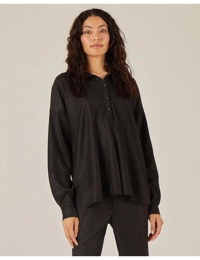 Niza - Blusa oversize com gola e mangas compridas