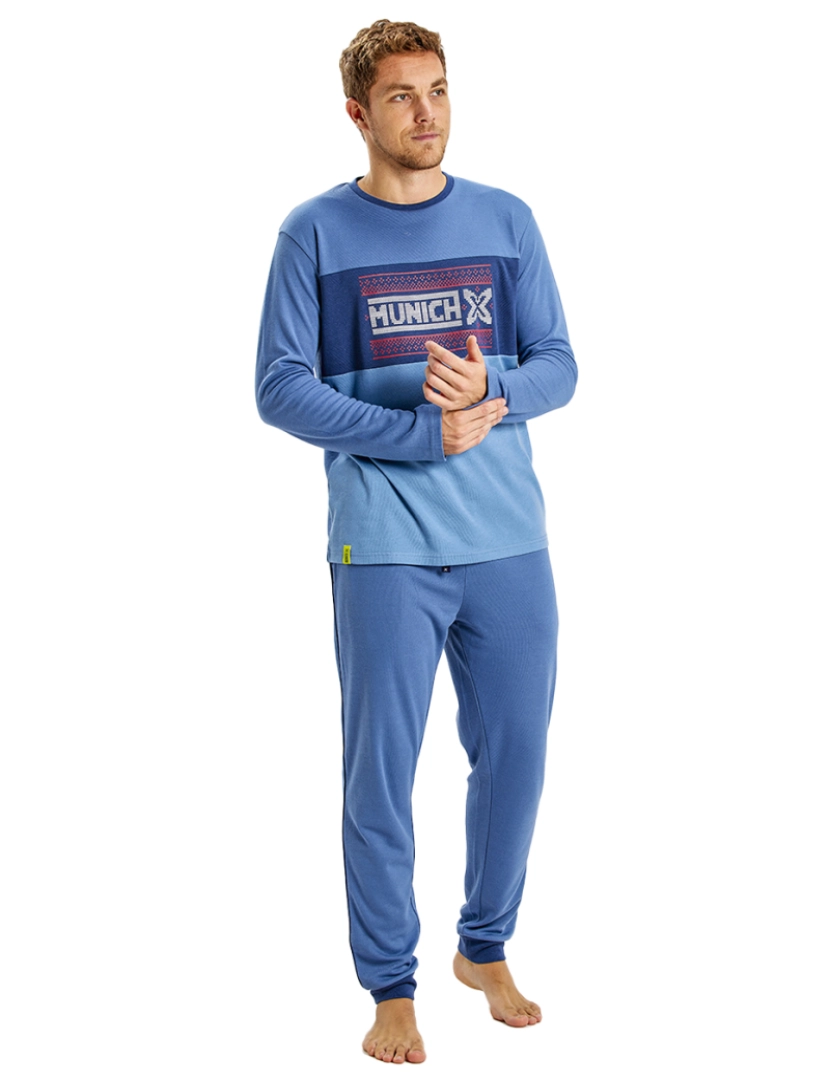 Munich - Pijama Inverno Manga Comprida Homem Azul