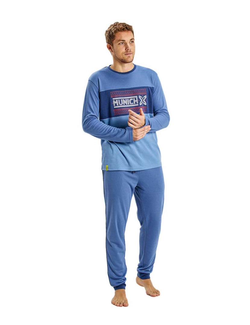 Munich - Pijama Inverno Manga Comprida Homem Azul