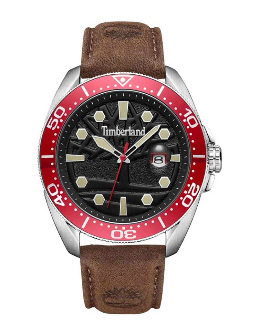 Timberland - Relógio Homem Carrigan Mostrador Preto Bracelete Pele Castanha Esc