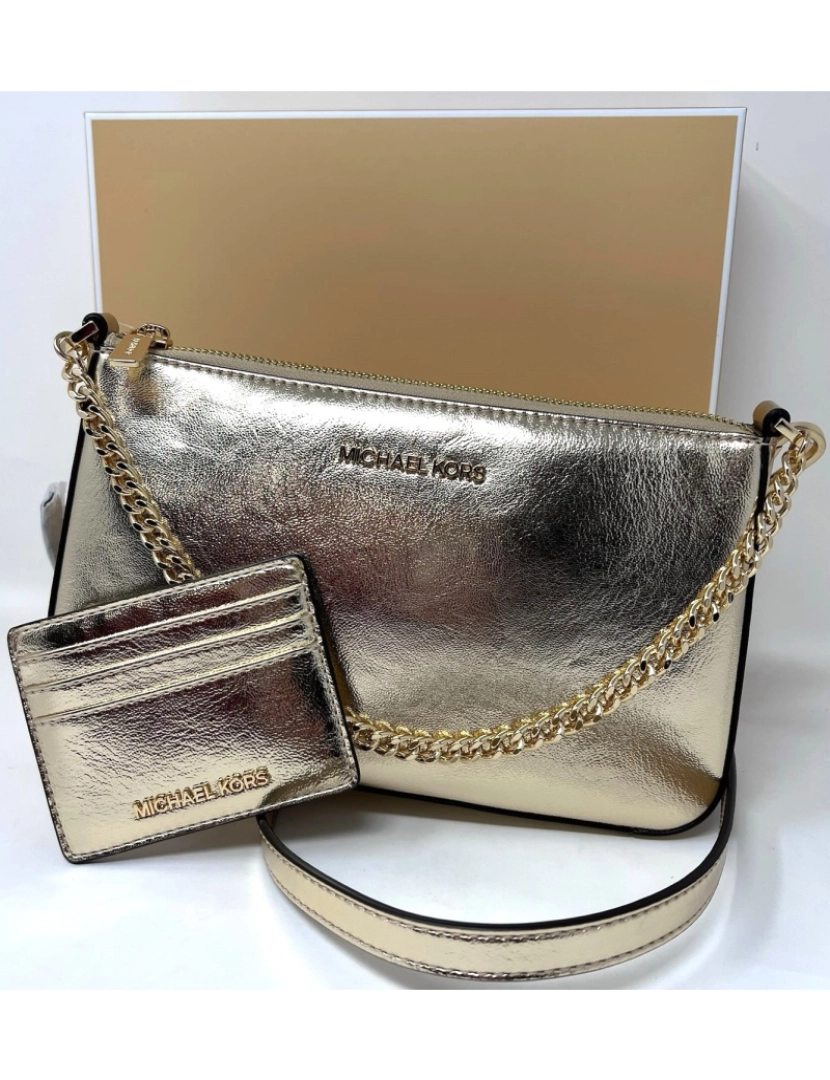 imagem de Michael Kors Conjunto Mala + Porta Cartões Pale Gold 35H3GGZD6M3