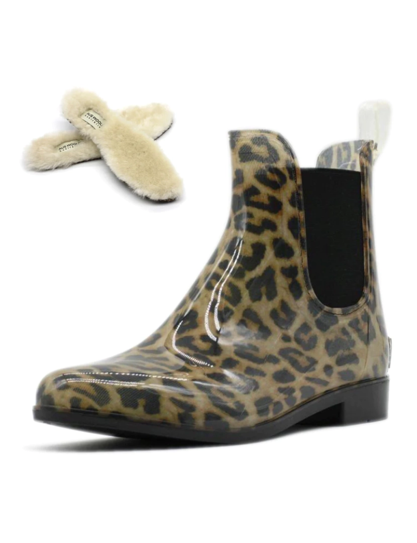 imagem de Aus Wooli Womens Rainboots com livre Sheepskin palmilha Leopard imprimir3